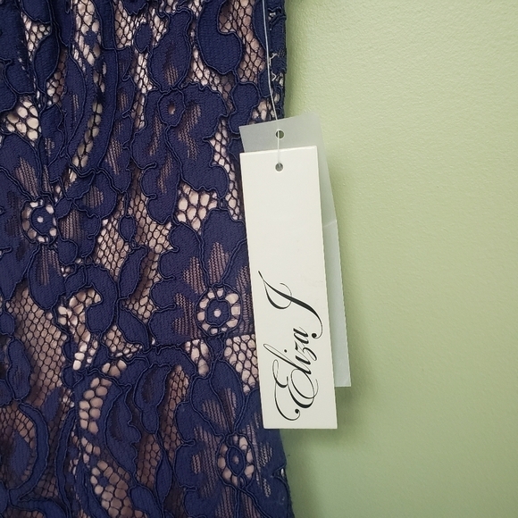 Eliza J Lace Midi Sheath Dress Navy Size 2 - Picture 5 of 12
